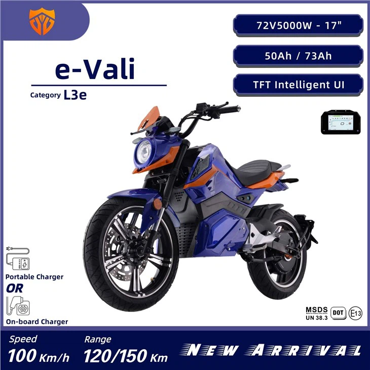 2022 E-Vali Z6 Racing Motorcycle EEC COC L3e SUPER POWER 5000W DAYI NUEVO MODELO 72V73Ah 10A Carga rápida MSpeed ​​100 KM / H